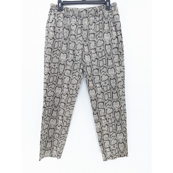 Zara Woman Snake Print Straight Leg Mid Rise Gray Blk Ankle Pants Women's Size 6 - Picture 1 of 7